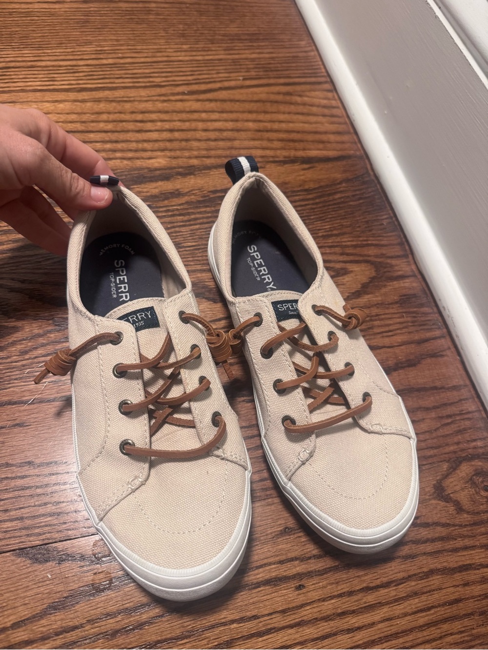 Sperry Womens Shoes Crest Vibe Sneaker Top-Sider Cream size 9w boat slip on